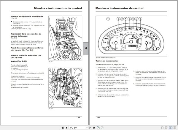 Landini Tractor Technofarm 60T2 to 75T3 Operators Maintenance Manual 6505858M1 ES 2