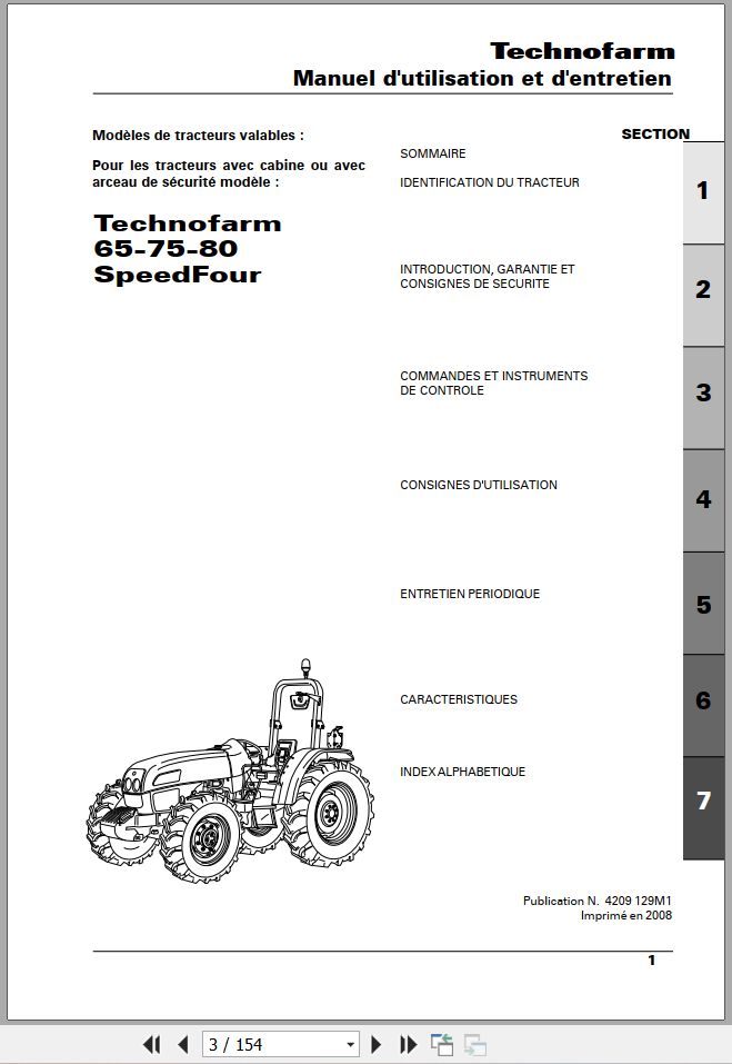 Landini Tractor Technofarm 65 75 80 Operators Maintenance Manual 4209129M1 FR 1