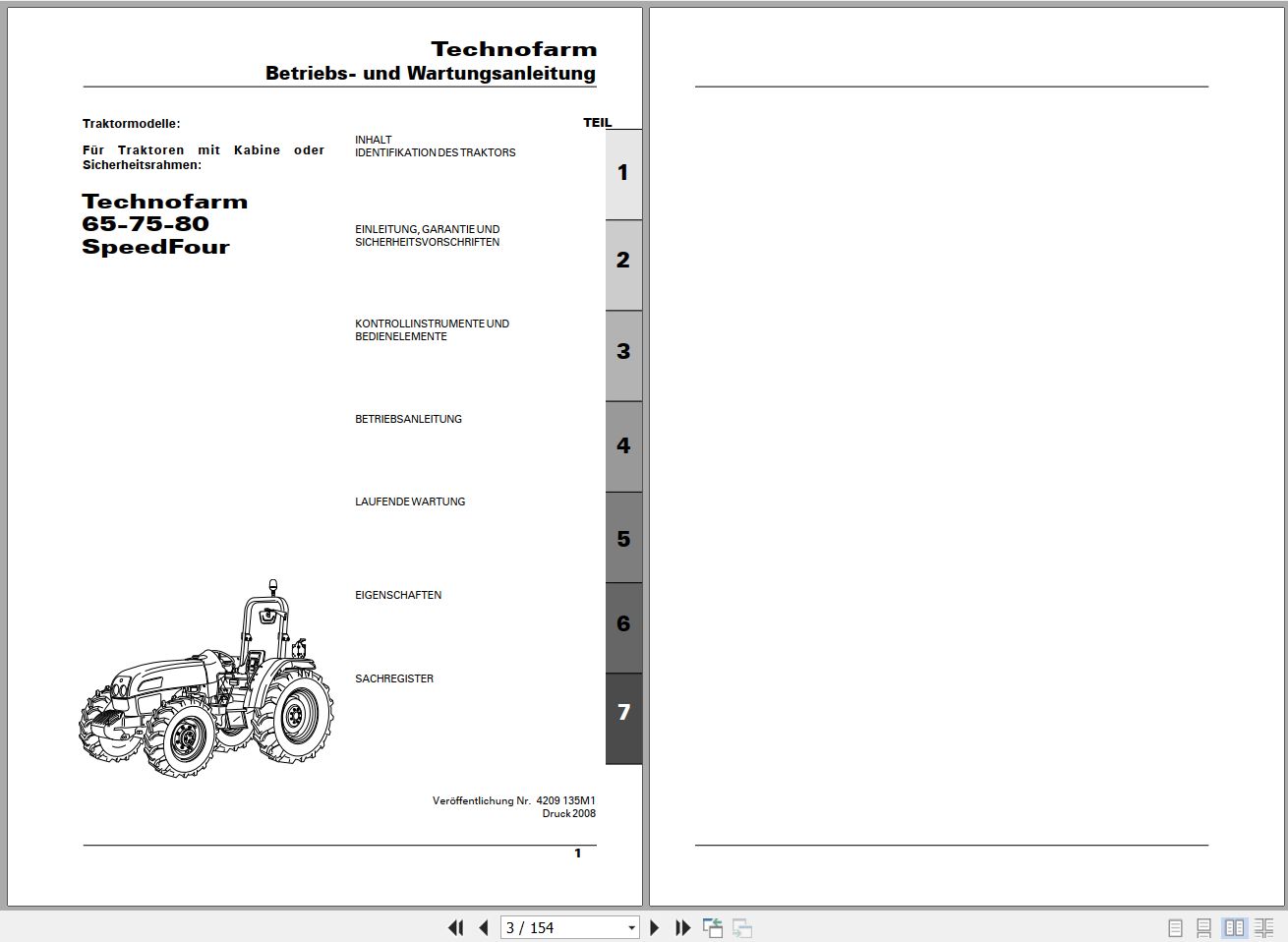 Landini Tractor Technofarm 65 75 80 Operators Maintenance Manual 4209135M1 DE 1