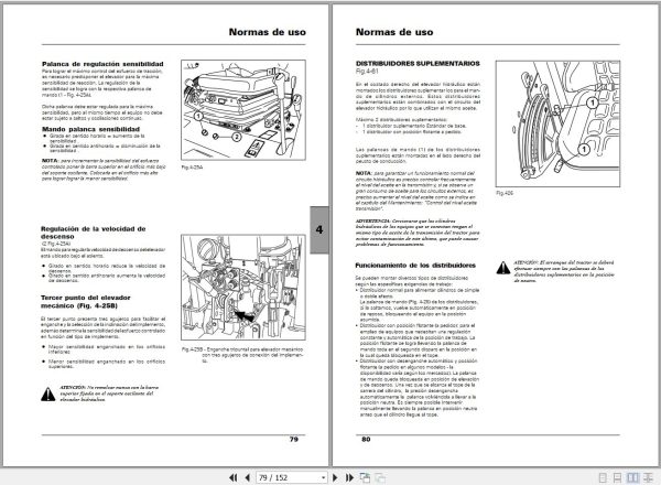 Landini Tractor Technofarm 65 75 80 SpeedFour Operators Maintenance Manual 6502478M1 ES 2