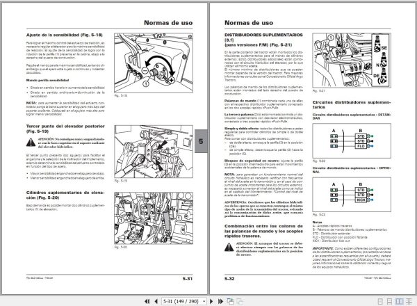 Landini Tractor Trekker 4 105 to 4 110 F M Operators Maintenance Manual 6621080A4 ES 2
