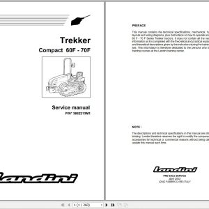 Landini Tractor Trekker 60F 70F Service Manual 3662213M1 EN 1