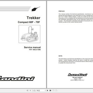 Landini Tractor Trekker 60F 70F Service Manual 3662213M2 EN 1