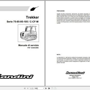 Landini Tractor Trekker 75C to 105M Service Manual 3539534M3 IT 1