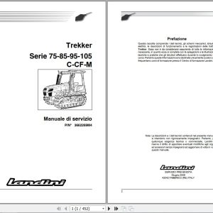 Landini Tractor Trekker 75C to 105M Service Manual 3662269M4 IT 1