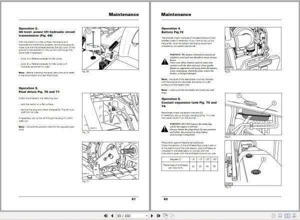 Landini Tractor Trekker Compact 60F 70F Operators Maintenance Manual 3659985M2 EN 2