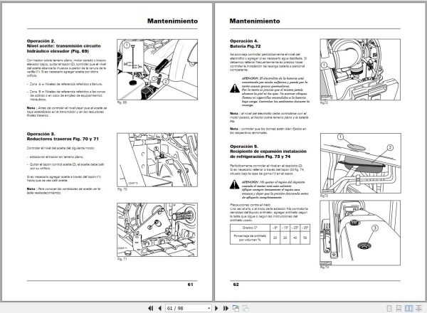 Landini Tractor Trekker Compact 60F 70F Operators Maintenance Manual 3659987M2 ES 2