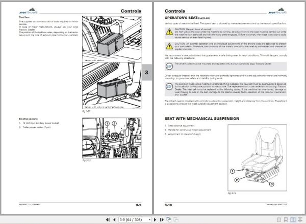 Landini Tractor Trekker4 4 085 F M to 4 120 F M Operators Maintenance Manual 6696772A1 EN 2
