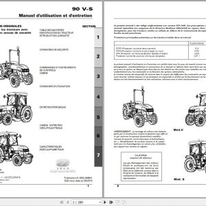 Landini Tractor Verger 90V 90S Operators Maintenance Manual 6502948M1 FR 1