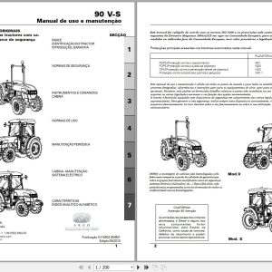 Landini Tractor Vindima 90V 90S Operators Maintenance Manual 6502954M1 PT 1