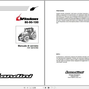 Landini Tractor Vision 80 90 100 Service Manual 3667237M2 IT 1