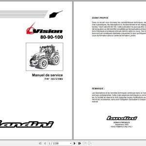 Landini Tractor Vision 80 90 100 Service Manual 3667239M2 FR 1