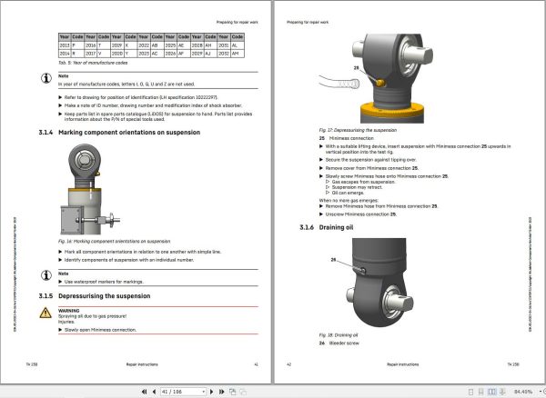 Liebherr ADT Suspension TA230 Repair Instructions 13491604 2