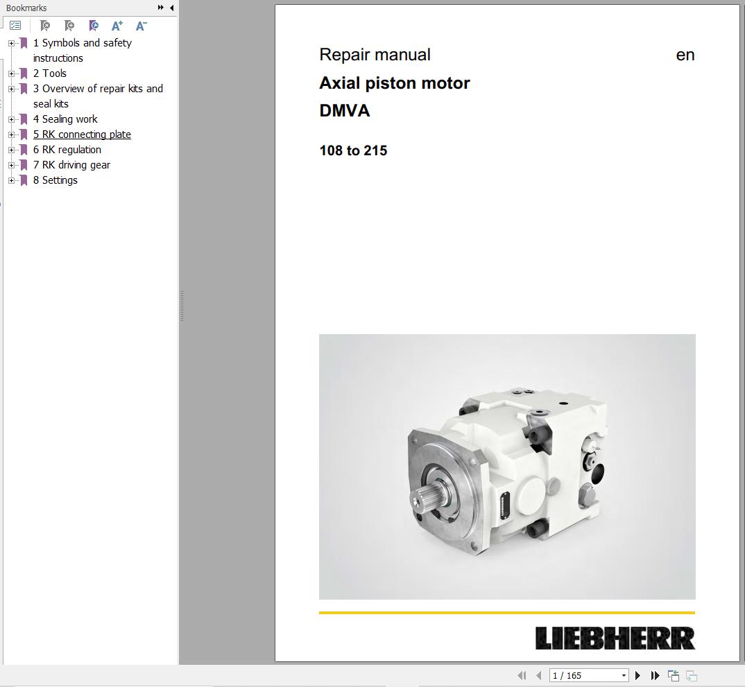 Liebherr Axial Piston Motor DMVA 108 to 215 Repair Manual 1