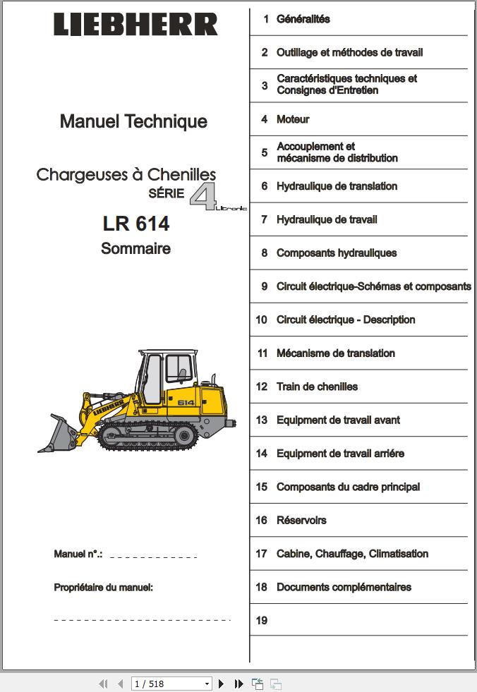 Liebherr Bulldozers LR614 Technical Manual FR 1