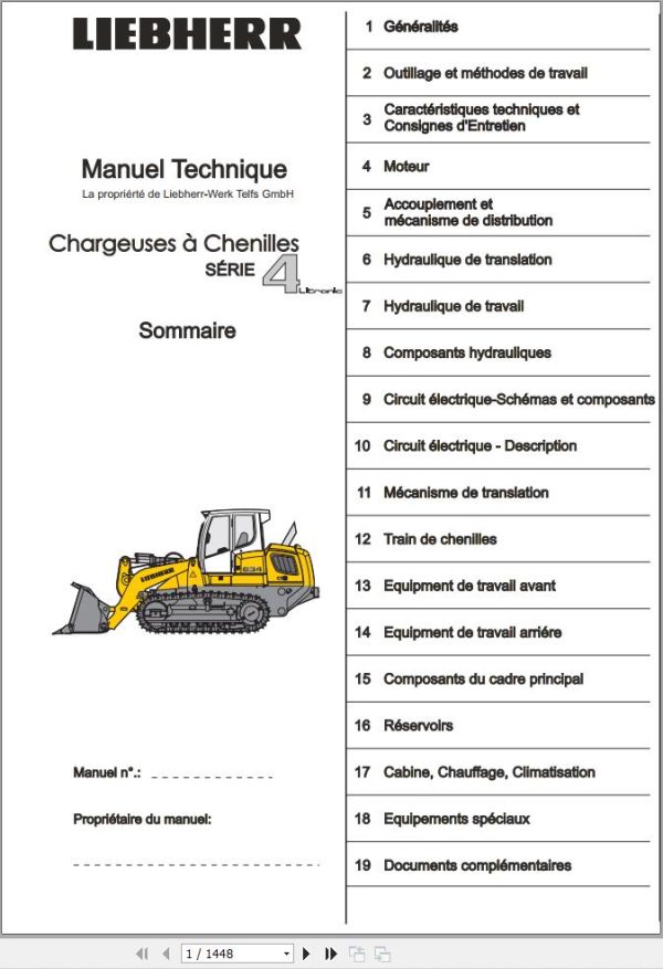 Liebherr Bulldozers LR624 LR634 Technical Manual FR 1
