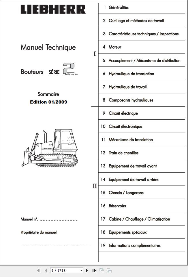 Liebherr Bulldozers PR712 PR752 Technical Manual FR 1