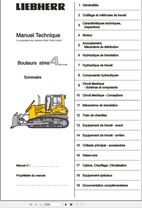Liebherr Bulldozers PR724 PR764 Technical Manual FR 1