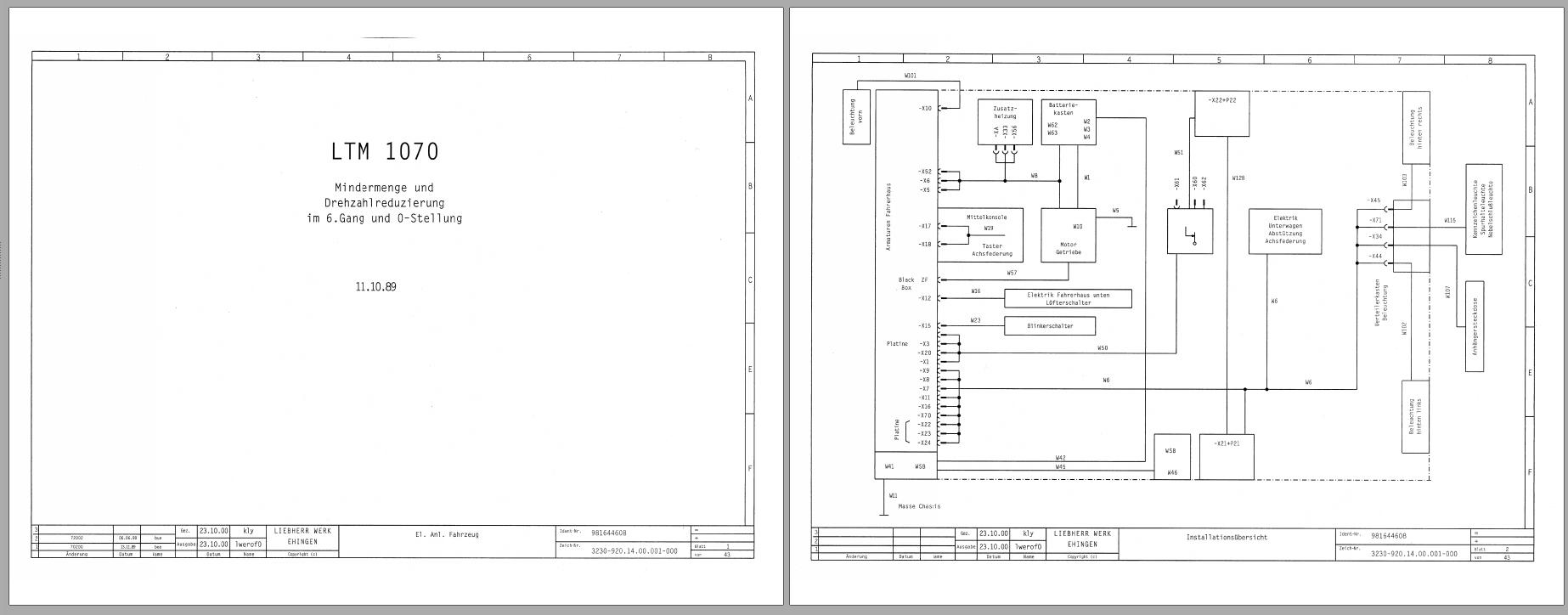 Liebherr Crane LTM 1080N LTM 1070 Z22395 Electrical Hydraulic Pneumatic Schematics 1