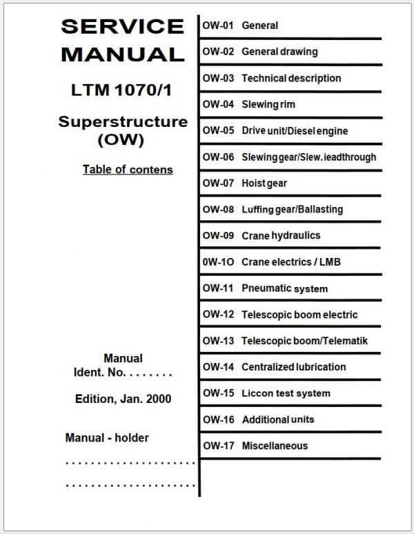 Liebherr Crane LTM1070 1 Service Manual 1