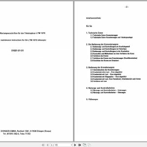 Liebherr Crane LTM1080N LTM1070 Z22395 Operating And Maintenance Instructions 1