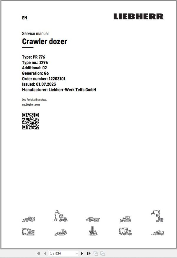 Liebherr Crawler Dozer PR766 1296 Service Manual 1