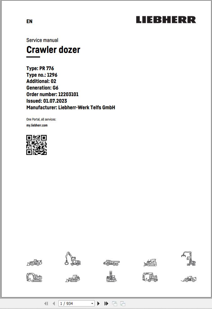 Liebherr Crawler Dozer PR766 1296 Service Manual 1