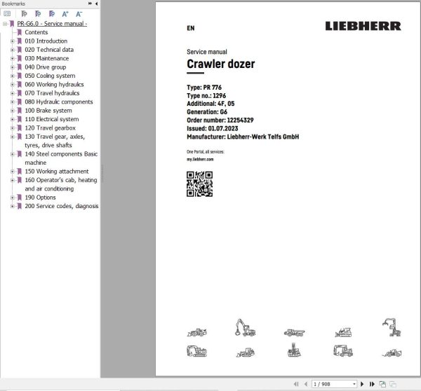 Liebherr Crawler Dozer PR776 1296 Service Manual 12254329 1