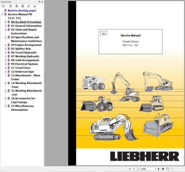 Liebherr Crawler Dozers PR711C to PR751 Service Manual And Diagram 1