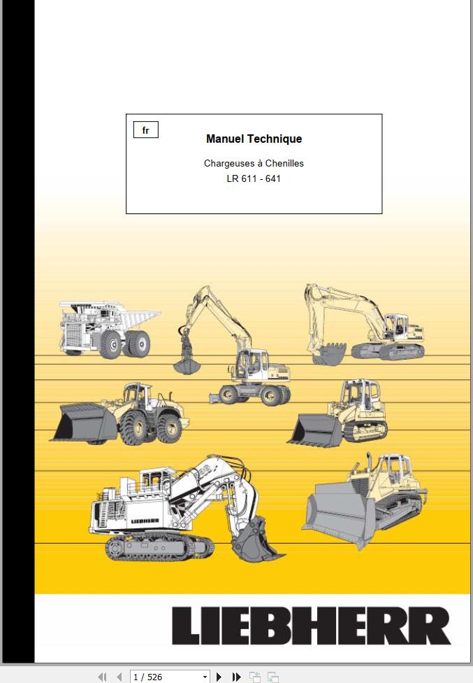 Liebherr Crawler Loaders LR611 LR641 Technical Manual FR 1