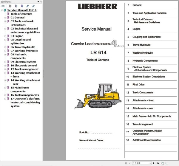 Liebherr Crawler Loaders LR614 Service Manual 1