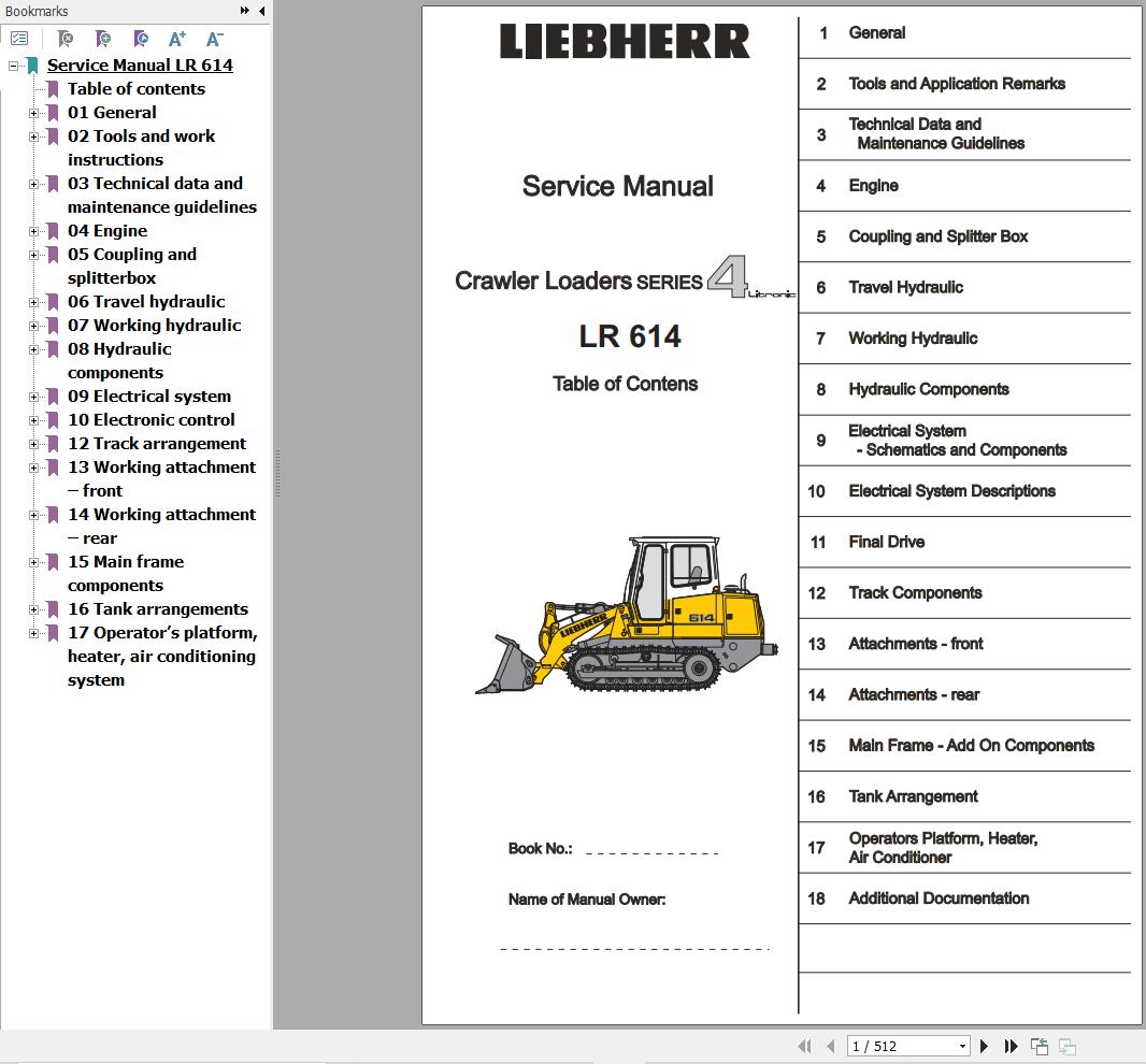 Liebherr Crawler Loaders LR614 Service Manual 1