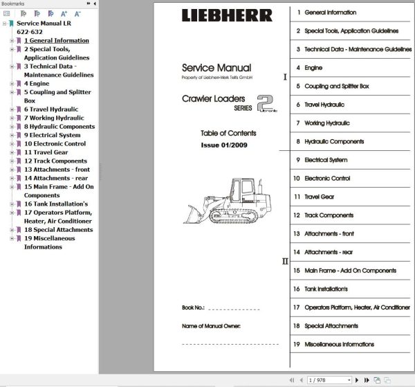 Liebherr Crawler Loaders LR622 LR622B LR632B LR632 Service Manual 1