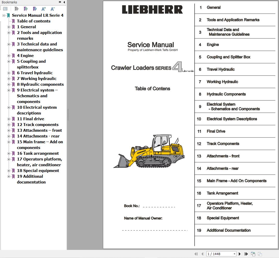 Liebherr Crawler Loaders LR624 LR634 Service Manual 1