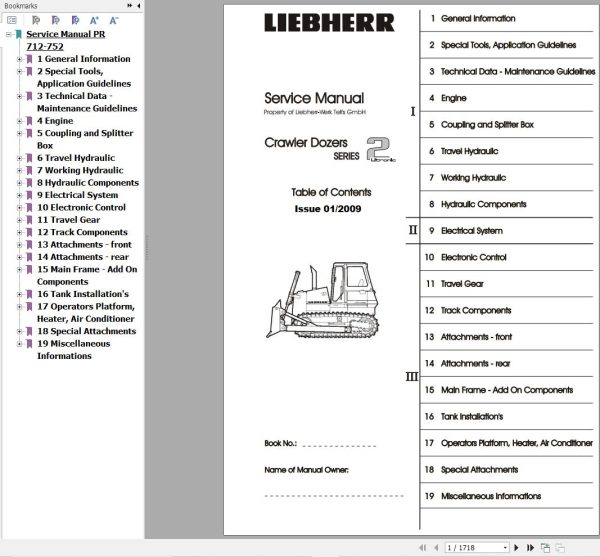 Liebherr Crawler Loaders PR712 to PR752 Service Manual 1
