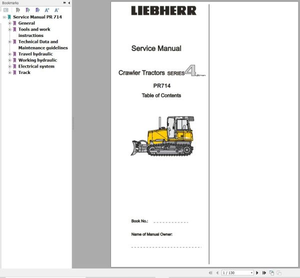 Liebherr Crawler Tractor PR714 PR714XL PR714LGP Service Manual 1