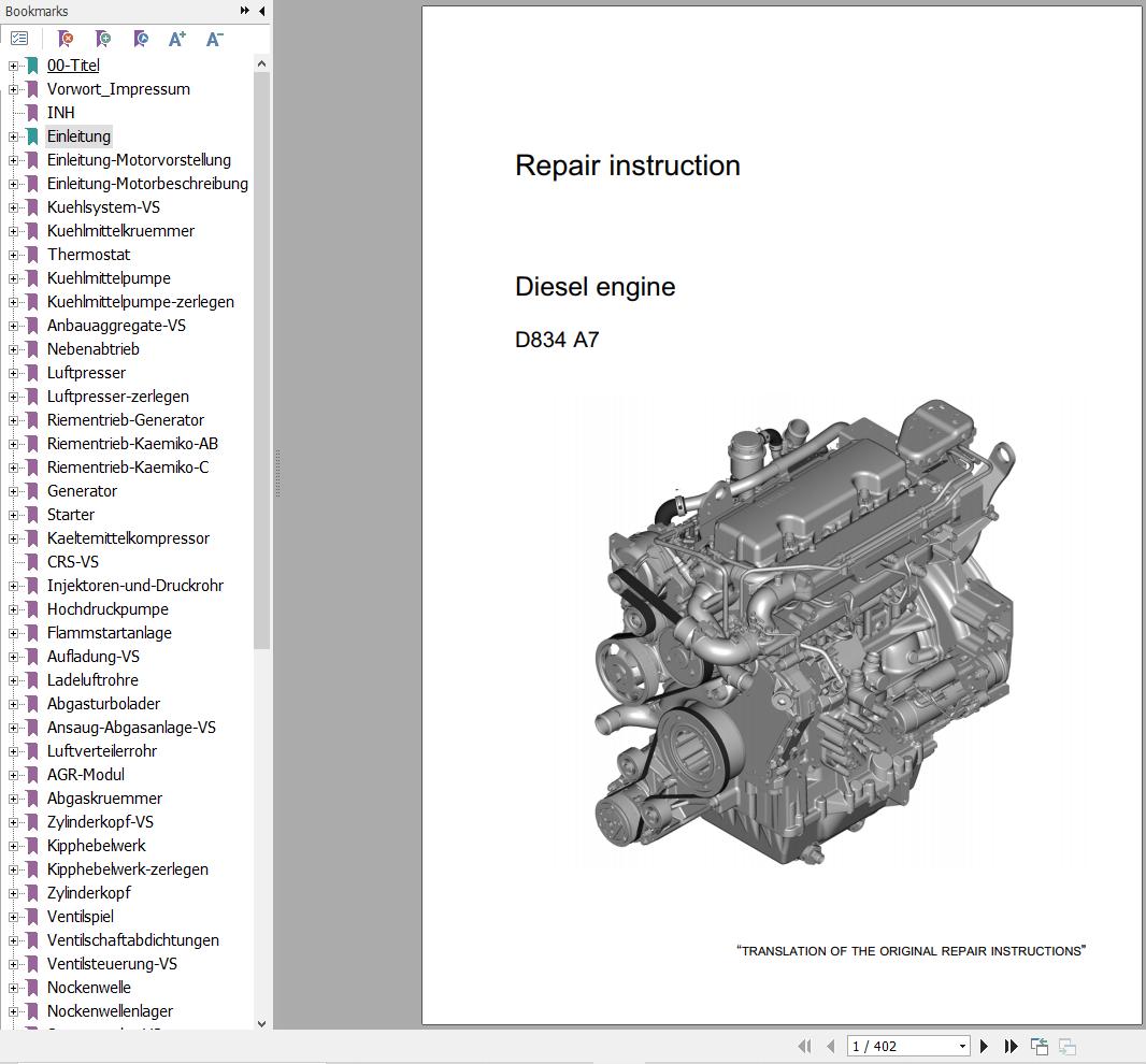 Liebherr Diesel Engine D834 A7 Repair Instruction 9739982 1