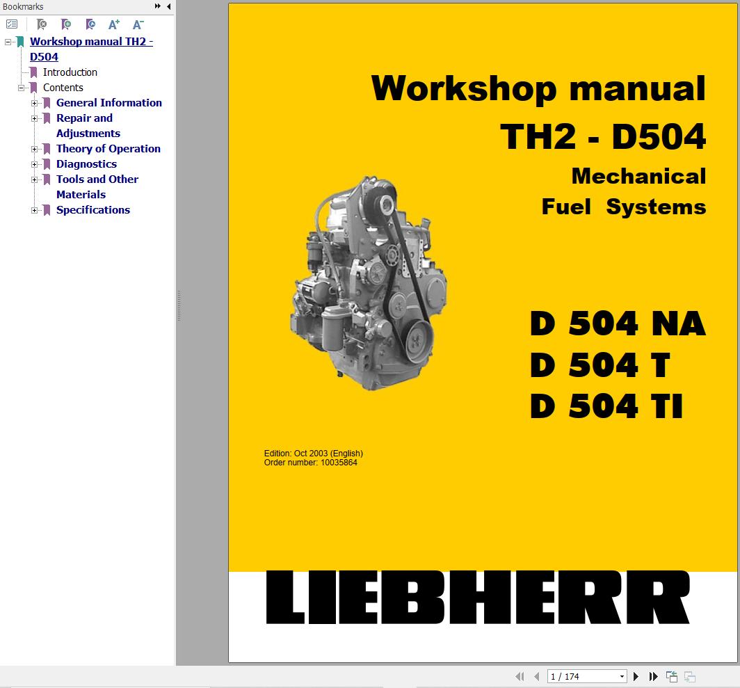 Liebherr Engine D504NA D504T D504TI Mechanical Fuel Systems Workshop Manual 10035864 1
