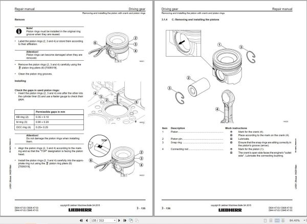 Liebherr Engine D934 A7 03 to D946 A7 03 Repair Manual 11418473 2