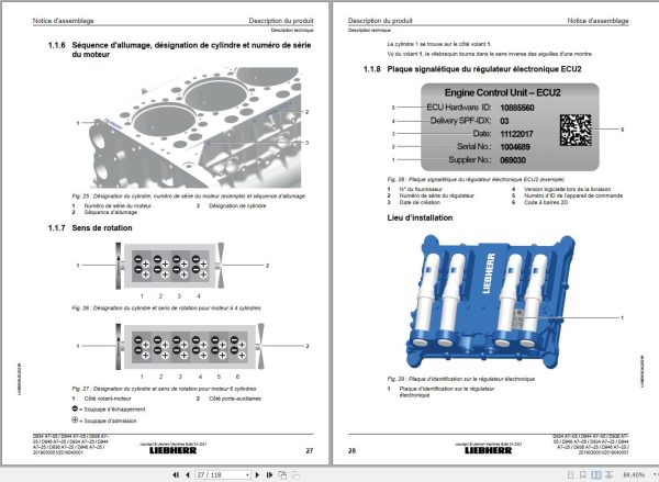 Liebherr Engine D934 A7 05 to D946 A7 25 Assembly Instructions Manual 13581896 FR 2