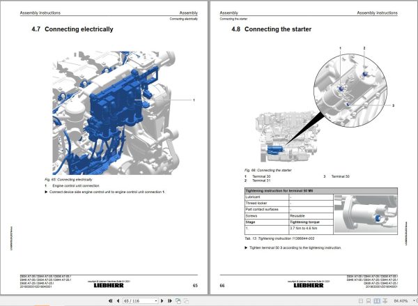 Liebherr Engine D934 A7 05 to D946 A7 25 Assembly Instructions Manual 13581899 2