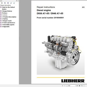 Liebherr Engine D936 A7â€“05 D946 A7â€“05 Repair Instructions Manual 13727842 1