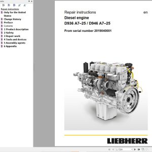 Liebherr Engine D936 A7â€“25 D946 A7â€“25 Repair Instructions Manual 13569782 1