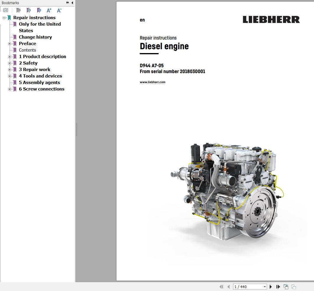 Liebherr Engine D944 A7 05 Repair Instructions Manual 13791774 1