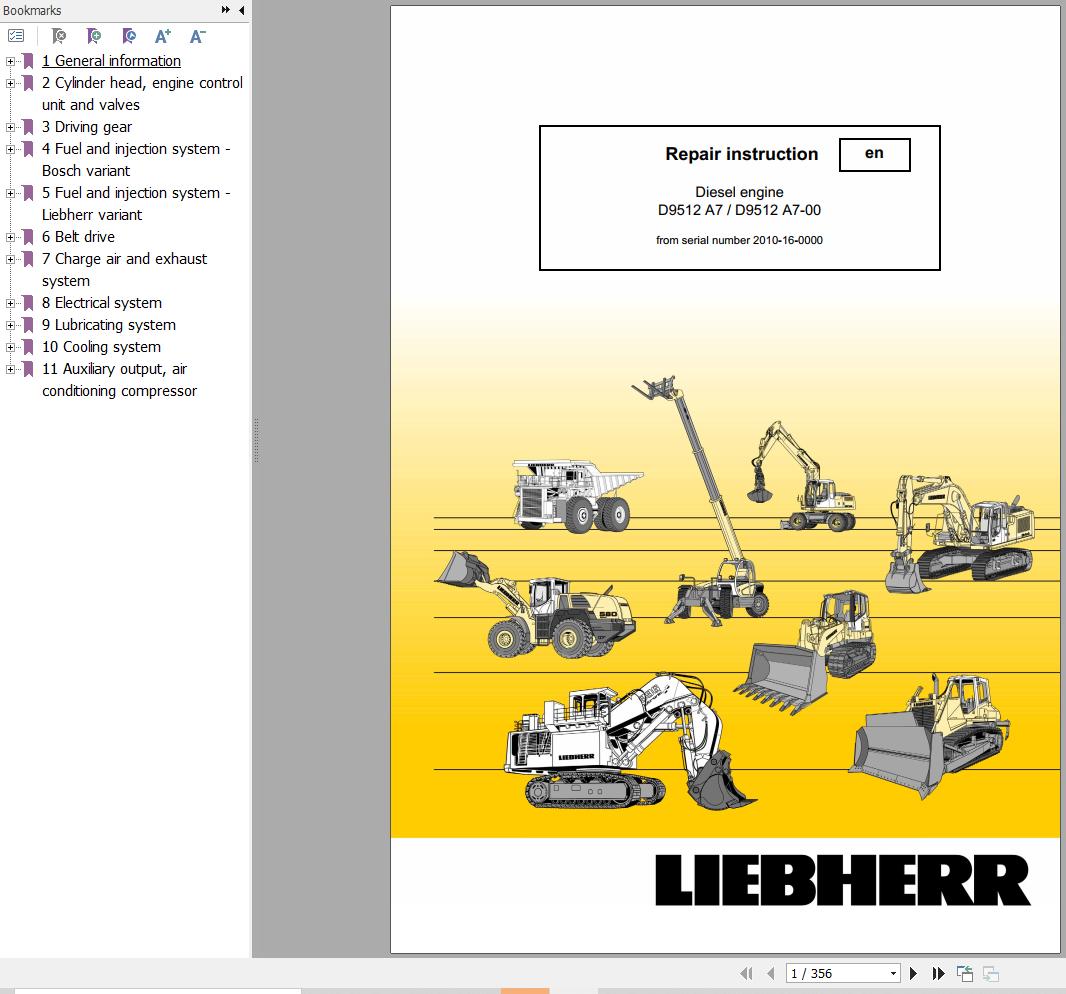 Liebherr Engine D9512 A7 D9512 A7 00 Repair Instruction Manual 11351360 1