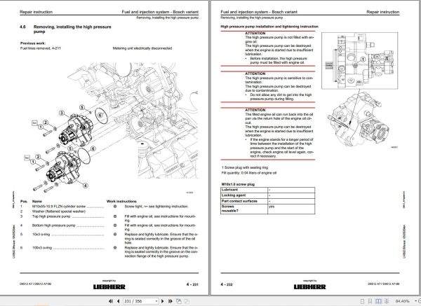 Liebherr Engine D9512 A7 D9512 A7 00 Repair Instruction Manual 11351360 2