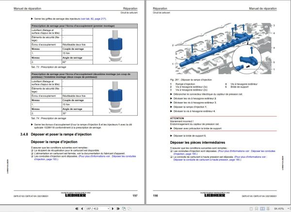 Liebherr Engine D976 A7 00 D976 A7 04 Repair Instructions Manual 13764937 FR 2