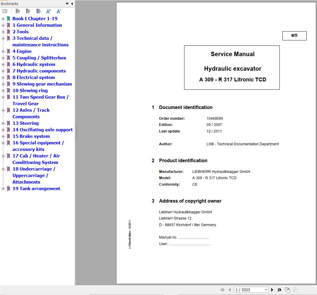 Liebherr Excavator A309 to R317 Litronic TCD Service Manual 10449595 1