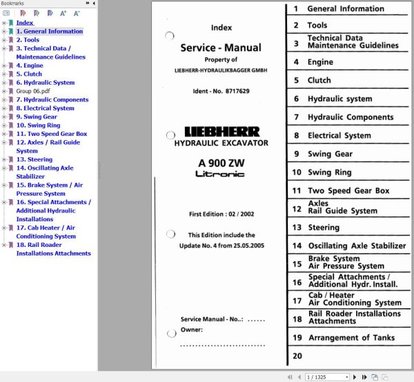 Liebherr Excavator A900ZW Litronic Service Manual 8717629 1