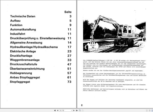 Liebherr Excavator A900ZW Technical Manual DE 1